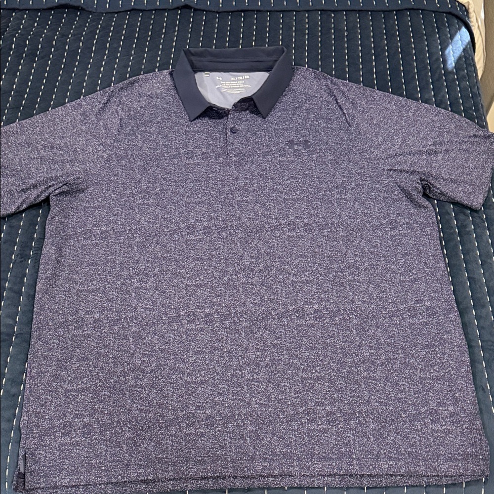 Under Armour Men's Heathered Polo Shirt -Navy Blue and Purple THE ISO-CHILL POLO